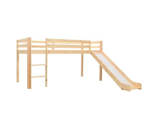 Cadru pat copii etajat cu tobogan &amp; scară 97x208cm lemn de pin