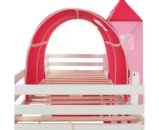 Cadru pat etajat copii cu tobogan & scară 208x230 cm lemn pin, 4 image