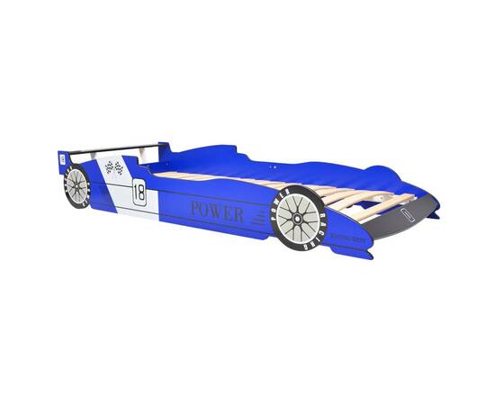 Pat copii mașină de curse, cu led, 90 x 200 cm, albastru, 6 image