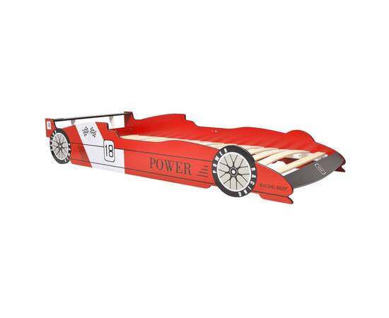 Pat pentru copii mașină de curse, cu led, 90 x 200 cm, roșu, 5 image
