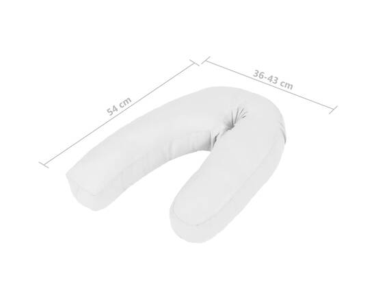 Pernă de sarcină în formă de j, alb, 54x(36-43) cm, 3 image