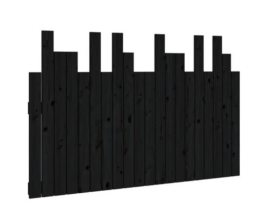 Tăblie de pat pentru perete, negru 127,5x3x80 cm lemn masiv pin, 2 image