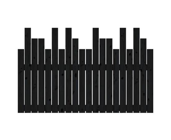 Tăblie de pat pentru perete, negru 127,5x3x80 cm lemn masiv pin, 5 image