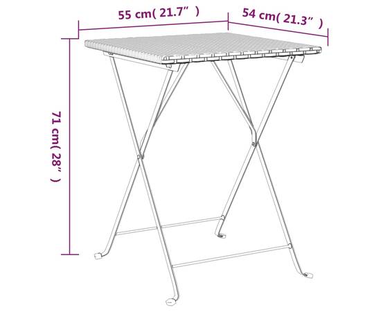 Masă de bistro pliabilă, maro, 55x54x71 cm, poliratan, 8 image