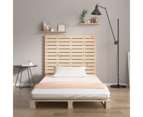 Tăblie de pat pentru perete, 106x3x91,5 cm, lemn masiv de pin, 3 image