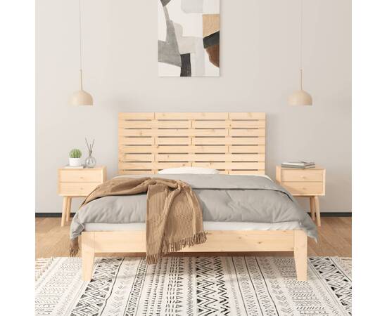 Tăblie de pat pentru perete, 146x3x63 cm, lemn masiv de pin, 3 image