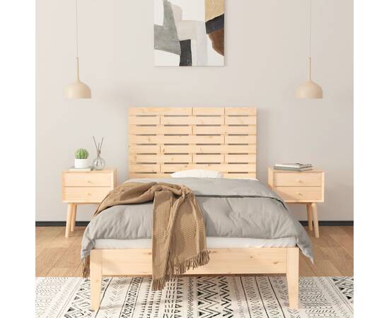 Tăblie de pat pentru perete, 96x3x63 cm, lemn masiv de pin, 3 image
