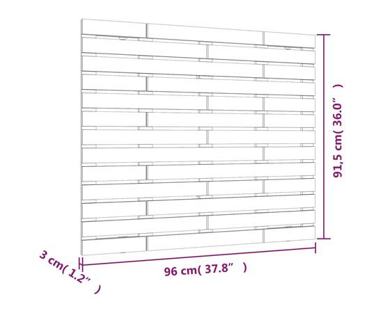 Tăblie de pat pentru perete, 96x3x91,5 cm, lemn masiv de pin, 8 image