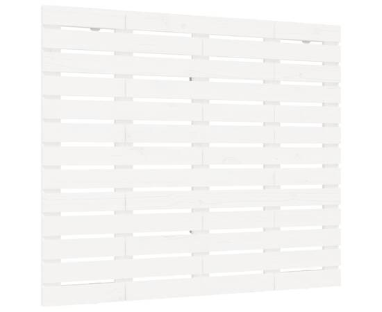Tăblie de pat pentru perete, alb, 126x3x91,5 cm, lemn masiv pin, 2 image
