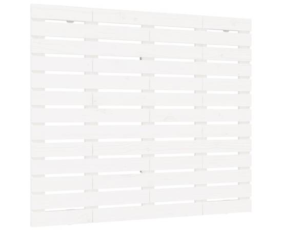 Tăblie de pat pentru perete, alb, 146x3x91,5 cm, lemn masiv pin, 2 image
