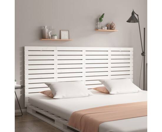 Tăblie de pat pentru perete, alb, 166x3x91,5 cm, lemn masiv pin