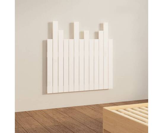 Tăblie de pat pentru perete, alb, 82,5x3x80 cm, lemn masiv pin, 4 image
