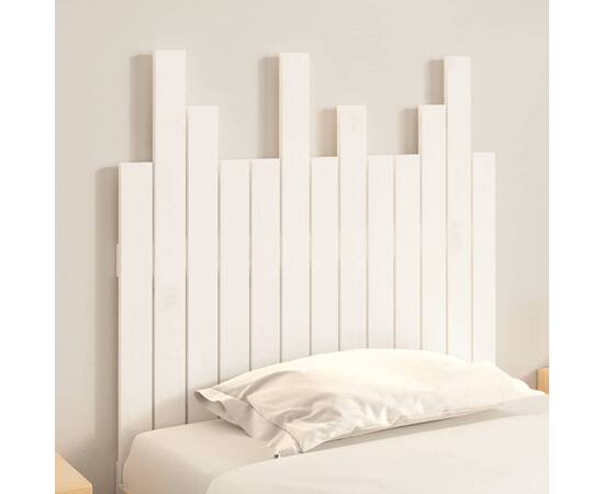 Tăblie de pat pentru perete, alb, 82,5x3x80 cm, lemn masiv pin, 3 image