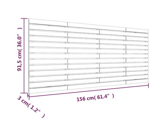 Tăblie de pat pentru perete, gri, 156x3x91,5 cm, lemn masiv pin, 8 image