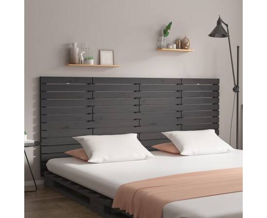 Tăblie de pat pentru perete, gri, 166x3x91,5 cm, lemn masiv pin