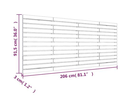 Tăblie de pat pentru perete, gri, 206x3x91,5 cm, lemn masiv pin, 8 image