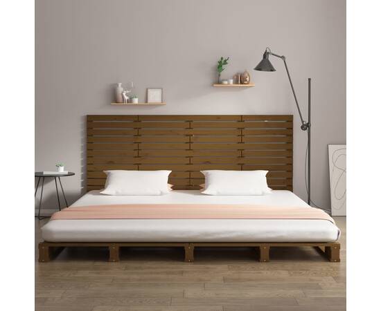 Tăblie de pat pentru perete, maro miere, 186x3x91,5 cm lemn pin, 3 image