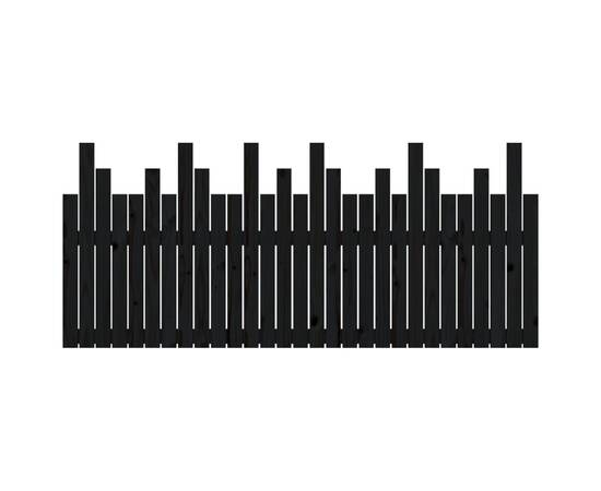 Tăblie de pat pentru perete, negru, 185x3x80 cm, lemn masiv pin, 5 image