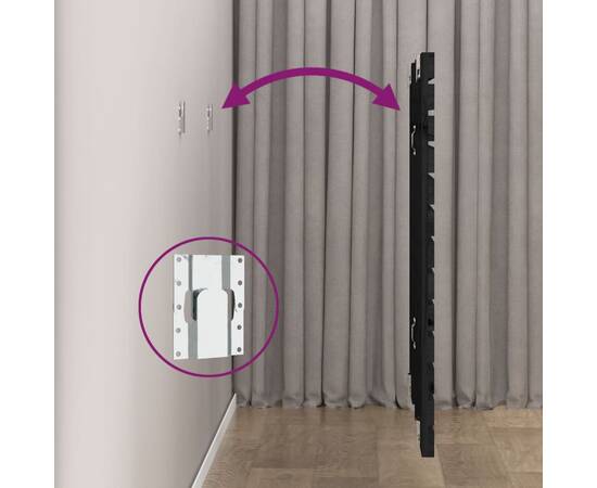 Tăblie de pat pentru perete, negru, 96x3x91,5 cm lemn masiv pin, 6 image