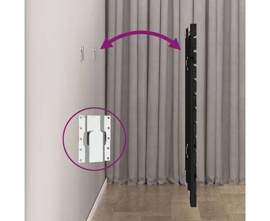 Tăblie de pat pentru perete, negru 106x3x91,5 cm lemn masiv pin, 6 image