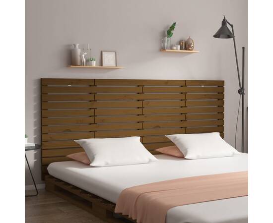 Tăblie de pat pentru perete maro miere, 166x3x91,5 cm, lemn pin
