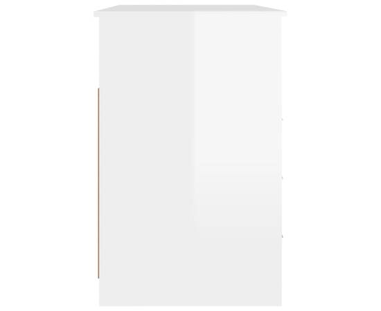 Birou cu sertare, alb extralucios, 102x50x76 cm, lemn prelucrat, 8 image