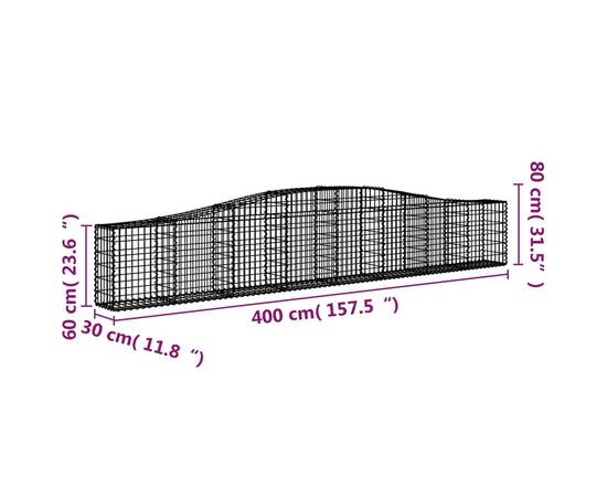 Coș gabion arcuit 400x30x60/80 cm fier galvanizat, 5 image