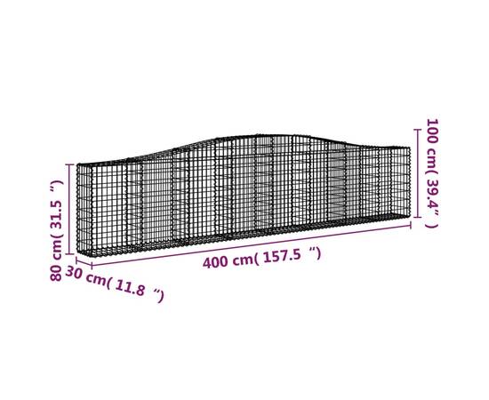 Coș gabion arcuit 400x30x80/100 cm fier galvanizat, 5 image