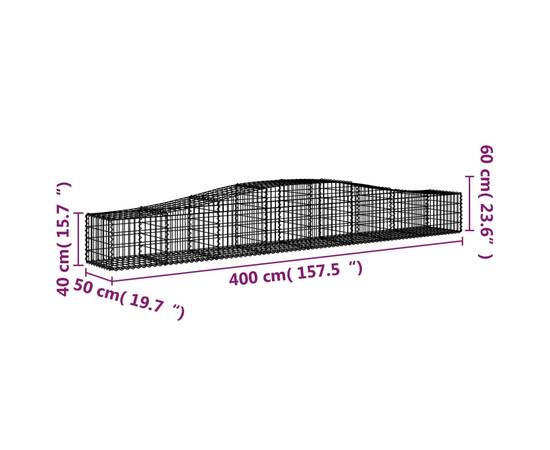 Coș gabion arcuit 400x50x40/60 cm fier galvanizat, 5 image