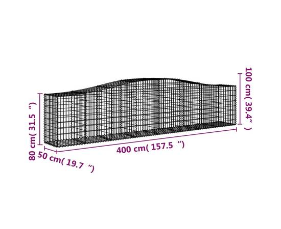 Coș gabion arcuit 400x50x80/100 cm fier galvanizat, 5 image