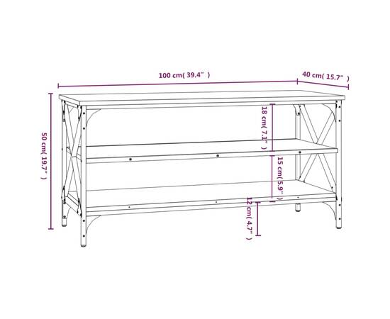 Comodă tv, stejar sonoma, 100x40x50 cm, lemn prelucrat, 8 image