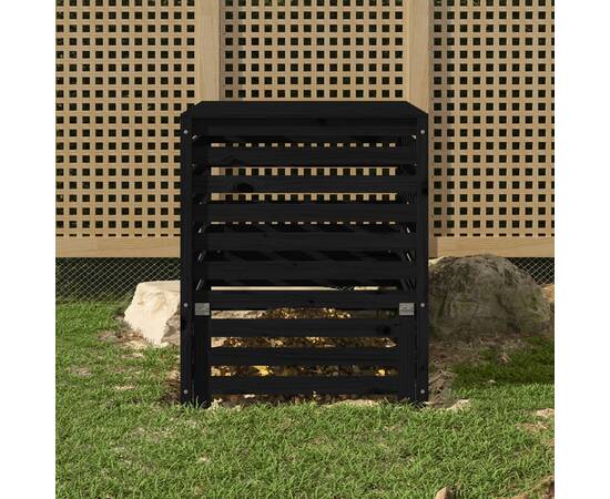 Compostor, negru, 82,5x82,5x99,5 cm, lemn masiv de pin