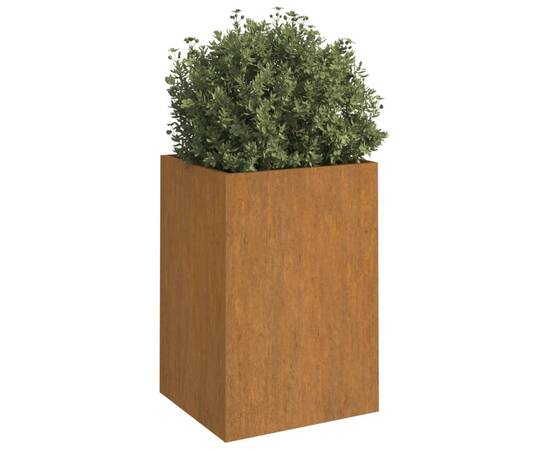 Jardinieră, gri, 42x38x75 cm, oțel corten, 3 image