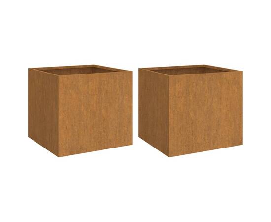 Jardiniere, 2 buc., gri, 32x30x29 cm, oțel corten, 2 image