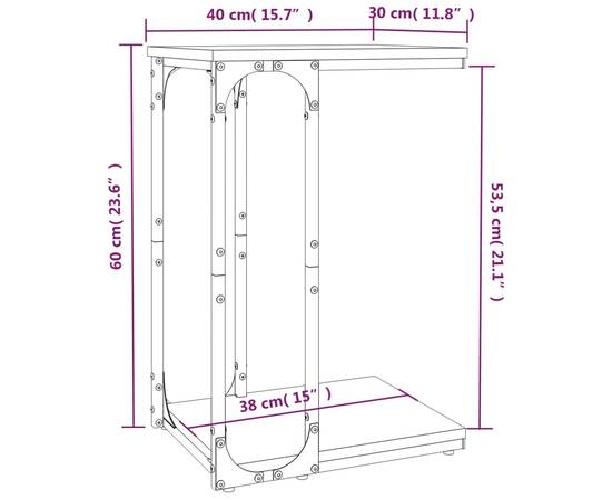 Măsuță laterală, sonoma gri, 40x30x60 cm, lemn prelucrat, 8 image