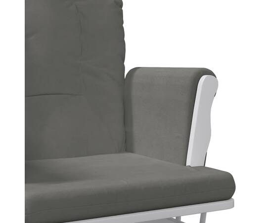 Scaun de relaxare glisant cu taburet, gri închis, textil, 8 image