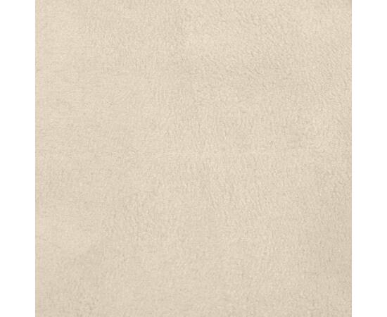Scaun glisant cu taburet, alb crem, material textil, 11 image