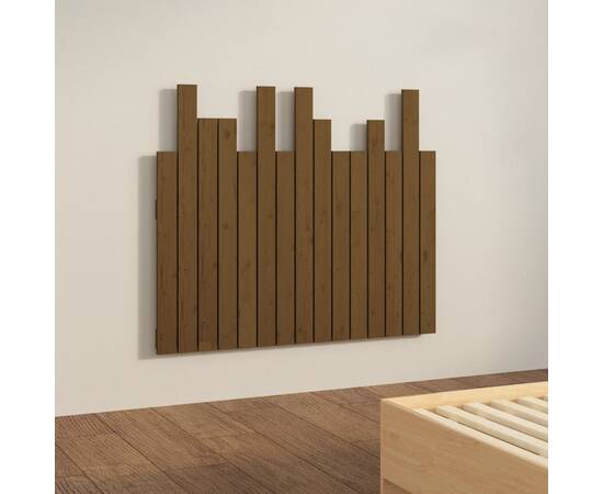 Tăblie de pat de perete, maro miere 95,5x3x80 cm lemn masiv pin, 4 image