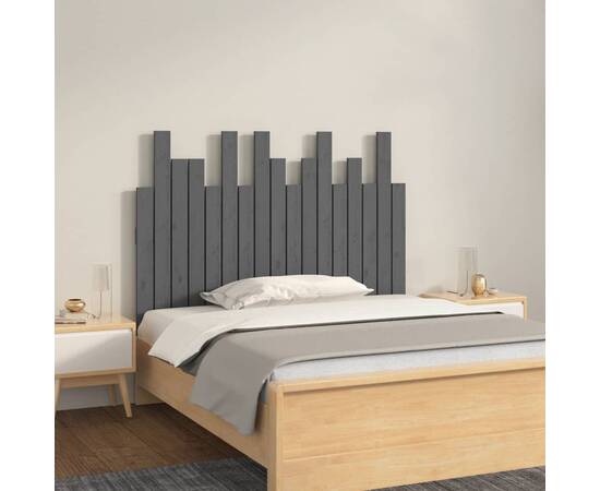 Tăblie de pat pentru perete, gri, 108x3x80 cm, lemn masiv pin
