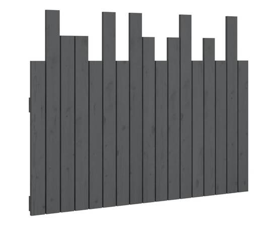 Tăblie de pat pentru perete, gri, 108x3x80 cm, lemn masiv pin, 2 image