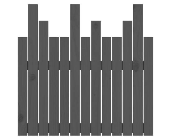 Tăblie de pat pentru perete, gri, 82,5x3x80 cm, lemn masiv pin, 5 image