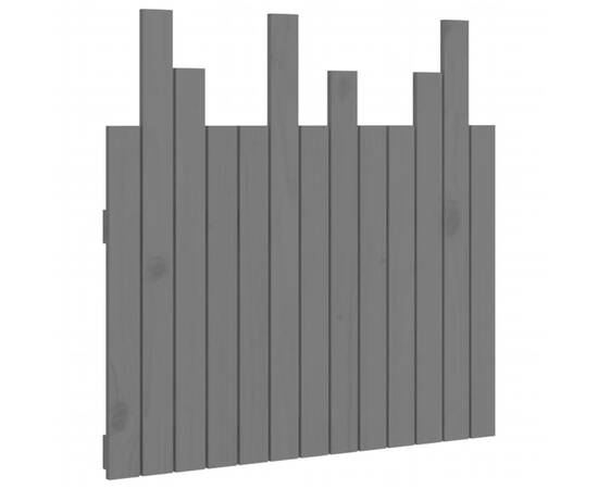 Tăblie de pat pentru perete, gri, 82,5x3x80 cm, lemn masiv pin, 2 image