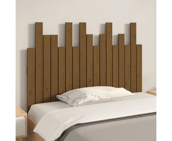 Tăblie de pat pentru perete, maro miere, 108x3x80 cm, lemn pin, 3 image