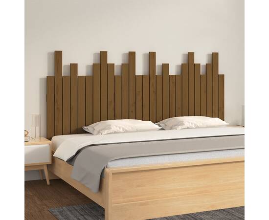 Tăblie de pat pentru perete, maro miere, 166x3x80 cm, lemn pin