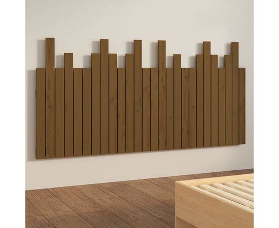 Tăblie de pat pentru perete, maro miere, 166x3x80 cm, lemn pin, 4 image