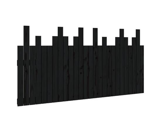 Tăblie de pat pentru perete, negru, 166x3x80 cm, lemn masiv pin, 2 image