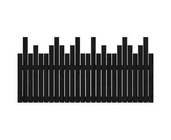 Tăblie de pat pentru perete, negru, 166x3x80 cm, lemn masiv pin, 5 image