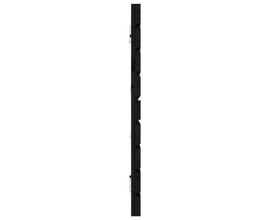 Tăblie de pat pentru perete, negru, 206x3x63 cm lemn masiv pin, 5 image