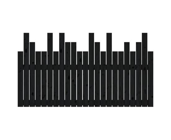 Tăblie de pat pentru perete, negru 146,5x3x80 cm lemn masiv pin, 5 image