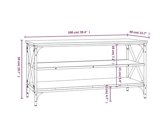 Comodă tv, stejar fumuriu, 100x40x50 cm, lemn prelucrat, 9 image